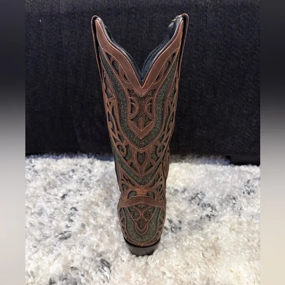 J.B. Dillon Glitter Inlay Western Leather Boots - Picture 4 of 6